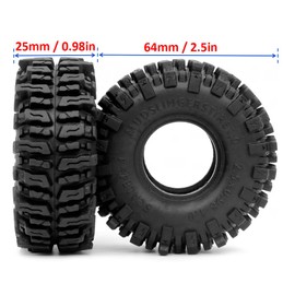 hobbysoul HOBBYSOUL 1.0 Tires 64 * 25mm 1.0 Mud Slingers Tires Super Soft Sticky 1.0 Crawler Tyre For RC 1/18 TRX4M 1/24 SCX24 FCX24 Upgrade