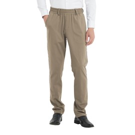 LETAOTAO Mens Elastic Waist Pants for Seniors High Stretch Expandable Waist Slaks for Elderly with Magnet Button (Khaki 34W x 32L)