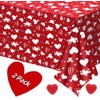 Litmitfu 2 Pack Valentines Tablecloth - Red Heart Valentines Table