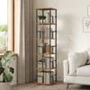 MAHANCRIS 5-Tier Rotating Bookshelf, Freestanding Corner Bookshelf, 360° Spinning Bookcase,