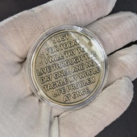 One Day at A Time Sobriety Coin Mountain Sunrise AA NA Sobriety Chip for Women Men Addiction Recovery Medallion (Pack of 3)