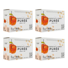 White Leaf Provisions Organic Purees/Baby Food Pouches - Fruits, Veggies & Grains, Toddler snack, Regeneratively Farmed, No Added Sugar, Non-GMO, BPA-Free Pouches 3.17 oz (Pack of 24, Peach + Oat)