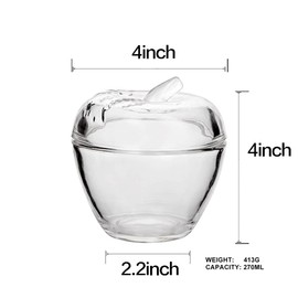 Mozacona GLass Relief Apple Sugar Bowl Candy Dish Food Storage Container with Lid