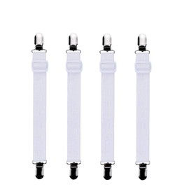Bedecor Adjustable Bed Sheet Straps - White, Elasticated - for the Corner of a Bed, Mattress or Sofa
