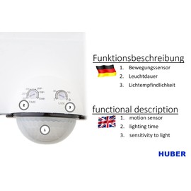 HUBER Motion 80 Infrared Motion Sensor 180° Indoor/Outdoor Motion Sensor IP65 I 230V Motion Sensor LED Suitable for Surface-Mounted Motion Sensor Anthracite