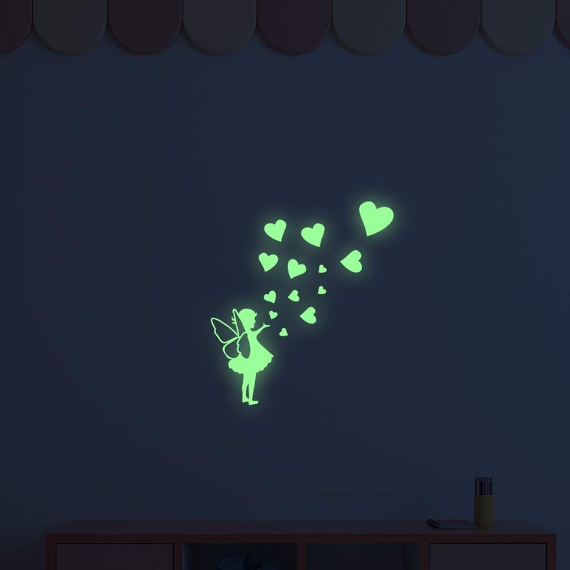 Ambiance Small Fairy Sticker with Hearts Glow in the Dark