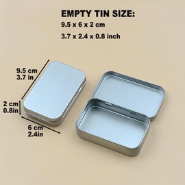 Forever bene Small Metal Box with Lid-Cookie Tins Metal Tins with Lids Lens Wipes Storage Container Black Mini Portable Box Empty Hinged Tin for organize (Silvery, 20 Pcs 3.7 x 2.4 x 0.8 In)