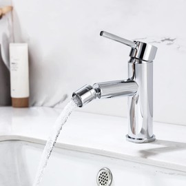 ONECE Bathroom Tap, Single Lever Bidet Tap with 360° Rotatable Spout, Washbasin Tap with Spout Height 75 mm, Single Lever Mixer Tap with Removable Bubbler, Chrome