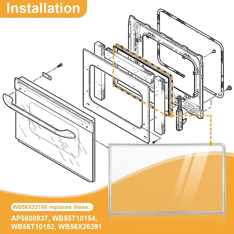 WB56X22160 Range Oven Inner Door Glass for GE Oven, Stove,