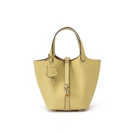 Women's Fashionable Plain Color Leather Bag, Gifts for Girlfriend, Casual Versatile Handbag Satchel Purse with Lock Design, Trendy All-match Handbag for Daily Use:_Yellow_one-size