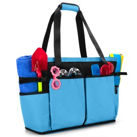 Fasrom Oversized Mesh Beach Tote Bag with Zipper Bottom, Extra Large Pool Trip Tote (Empty Bag Only, Patent Design), Blue