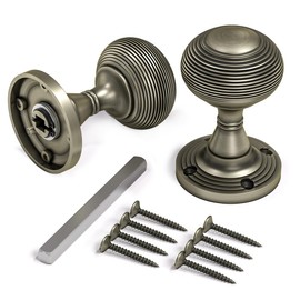 Bwintech 1 Set Beehive Mortice Door Knobs,Bronzed Finishing Pull Door Handle Knobs for Interal Doors