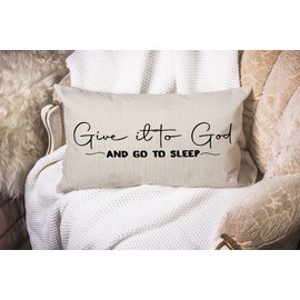 M-Qizi Give It to God and Go to Sleep, 12'' X 20'' Decorative Pillows Case, Decorative Pillows for Bed, Decorative Bed Pillows for Bedroom, Bed Pillows Decorative, Christian Room Decor