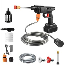 Cordless High Pressure Car Washer Gun,24V Portable Power Cleaner with Two 6000mAh Battery, 40 Min Run Time Total – Electric Jet Spray for Car, Bike, Home, Windows, Fences, Sidewalks, Outdoor Furniture