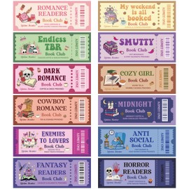 Laffact 120Pcs Funny Book Club Ticket Bookmark, Cowboy Romance Reading Tracker, Dark Romance Horror Anti Social Fantasy Readers Accessories Supplies Bookish Gifts Page Clip for Women Men Book Lover
