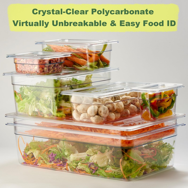CURTA 6-Pack 1/6 Size 6" Deep NSF Polycarbonate Food Pans