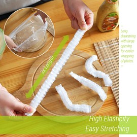 Pack of 200 Cling Film, Food Storage Bags with Elastic Band, Covers for Food, Used Cling Film in the Family for Food Storage, Fruit Preservation