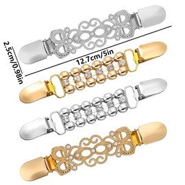 Cardigan Clip, Pack of 4 Vintage Cardigan Clips, Clothes Clip, Clips for Clothing, Chain Creative Scarf Clips, Women's Sweater Clips, Brooches for Clothing, Women's Chain Collar Clips for Cape,