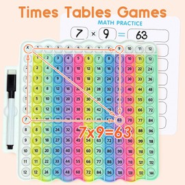 Multiplication Chart Pop It - Multiplication Game Board, Multiplication Pop It Math Games 12x12 Multiplication Table for Kids Learning, Multiplication Machine Times Table (Macaron)