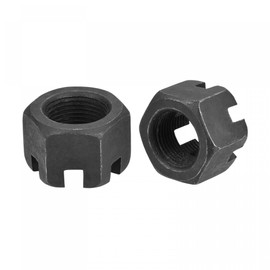 sourcing map M20x1.5mm Hexagon Slotted Nut, Grade 4.8 Carbon Steel Hex Nuts, Black, 2Pcs
