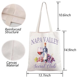 Napa Valley Social Club Tote Bag Wine Social Club Gift Wine Lover Gift Napa Valley Girls Trip Handle Bag Bridal Party Gifts (C-Napa Club tote)
