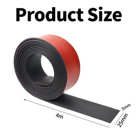 Bamyli Gummi-Mattenrolle, Neopren-Platte, 25 mm (B) x 3 mm (T) x 4 m (L), selbstklebender Gummistreifen, Vollgummi-Streifen für DIY-Dichtungen, Handwerk, Pads, Bodenschutz, Stützen, Nivellierung,