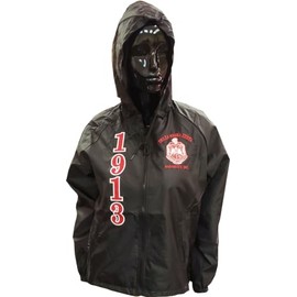 Buffalo Dallas Delta Sigma/Σ Theta Hooded Windbreaker Line Jacket [Black - 2XL] - ID#33348