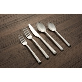 Cambridge Silversmiths Mirror 20-Piece Elsa Hammered Flatware Set, Service for 4