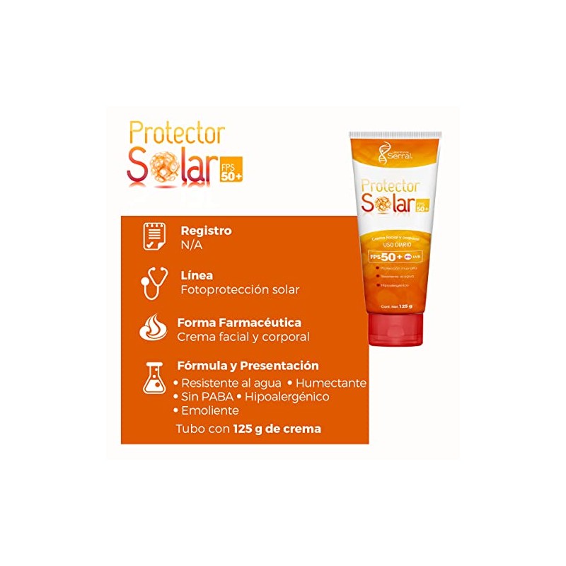 Serral Protector Solar Alta Protección 50Fps+, Resistente Al Agua -