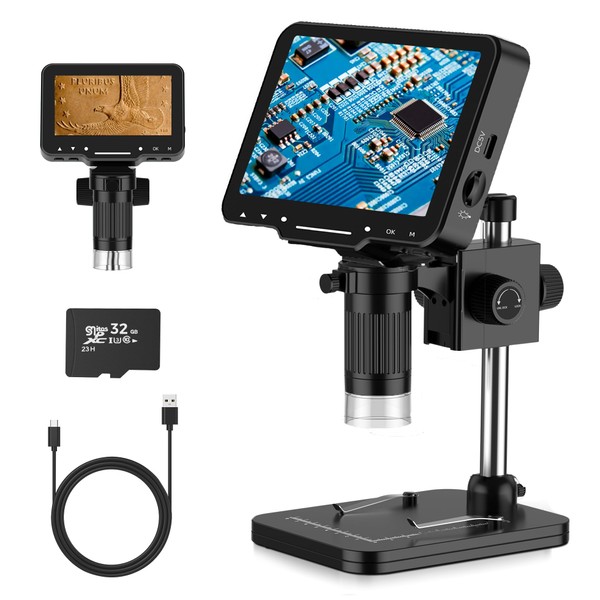 LCD Digital Microscope,4.3 Inch 1080P 10 Megapixels,10MP Camera Video Recorder