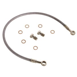 Tusk Rear ATV Steel Braided Brake Line Standard Length +4 inch Silver For YAMAHA RAPTOR 660 2001-2005