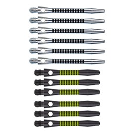 WINMAU Aluminium Ringed Dart Stems (Shafts) in Silver, Black and Green designs in Medium and Short - 4 sets per pack (12 dart shafts in total)