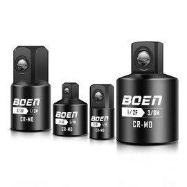 BOEN 4 Piece Impact Socket Adapter Set and Reducer Set, 1/4", 3/8", 1/2" Drive Socket Adapter Set, SAE Impact Adapter Conversion Set for Impact Driver Wrench, Cr-Mo Steel