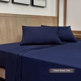 Super King Fitted Sheets Brushed Cotton | Jersey Cotton Bed Sheet Fitted Super King Size | Navy Blue Super king Fitted Sheet Deep | Super King Bed Sheet Cover (SuperKing, Navy Blue).