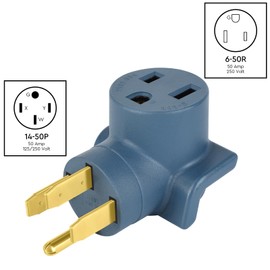 ElecStream Tech NEMA 14-50P to 6-50R Welder Power Adapter，240V 50Amp 4 Prong Male Plug to 3 Prong Female Receptacle(14-50P/6-50R Pacfic Blue)