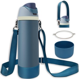 Juego de botas de silicona para bonita botella de agua de 32 onzas, incluye manga antideslizante, correa para el hombro y correa de asa, accesorios perfectos, se adapta a vaso, sorbo última