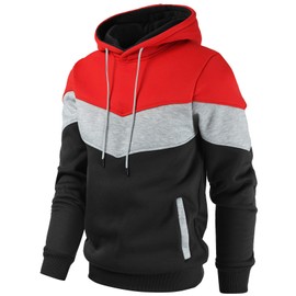 Gesean Men's Hoodie Long Sleeve Soft Loose Fit Outdoor Red Large