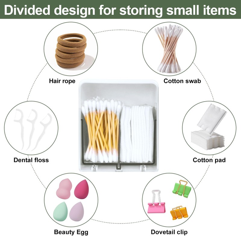 Obsoorth Qtip Holder with 2 Compartments, Clear Bathroom Vanity Cotton