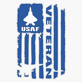 HOF Trading Us Air Force Blue Veteran Flag Vinyl Sticker Waterproof Decal Laptop Wall Window Bumper Sticker 5"