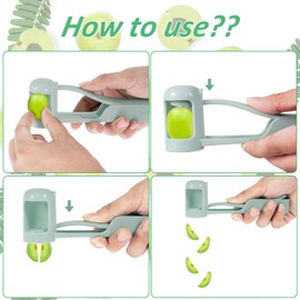 Grape Cutter Food Grade Grape Slicer Tool Fast Cutting Quarter Fruit Cutter Portable Grape Cherry Cutter Stainless Steel Serrated Blade Reusable Strawberry Cutter for Toddlers Baby Fruit Salad