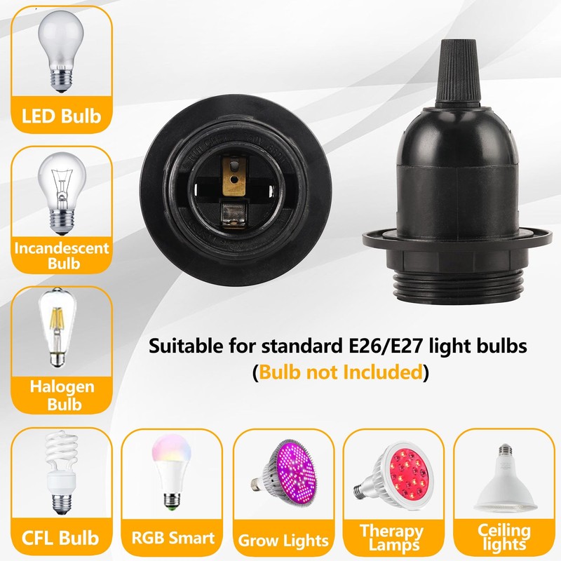 AdiyZ Pendant Light Cord - 20 Feet Hanging Light Bulb