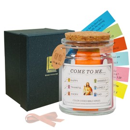 Bible Verse Jar, Color Coded Bible Verses in a Jar, Christian Gifts for Women,Easter Decorations, Mother's Day Gifts(Apricot Pink)