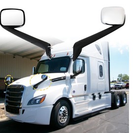 Hood Mirror for FREIGHTLINER CASCADIA, Heated Hood Mirror Assembly for FREIGHTLINER CASCADIA 2018+ (Chrome (Silver), Right)