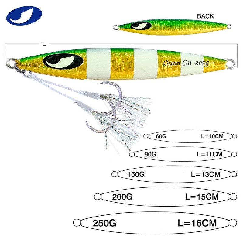 Ocean Cat - Ganchos planos para pesca de caída lenta