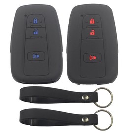 kcpros - Funda protectora de silicona de goma con 3 botones para llavero, sin llave, compatible con Toyota Prius RAV4 Highlander Corolla C-HR