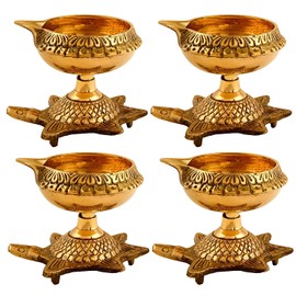Zap impex Traditional Brass Oil Lamp Brass Deep Diya Indian Oil Lamp Diwali Puja Lamp Kuber Tortoise Diya (4)