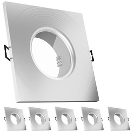 SSC-LUXon BEDA Recessed Spotlights IP65 Frame for Bathroom and Outdoor Use Square and Rustproof Aluminium Brushed Square Pack of 6
