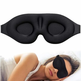 Jindizi Sleep Eye Mask for Men Women, 3D Contoured Cup Sleeping Mask, Concave Molded Night Sleep Mask, Blindfold Soft Memory Foam Molded Eye Shade Cove for Travel Yoga Nap, Black