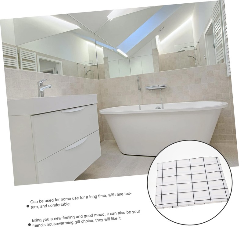 iplusmile 1 Set Grid Design Shower Curtain Kit Black and