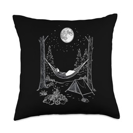 Camping Sky Hammock Wilderness Backpacking Nature Throw Pillow